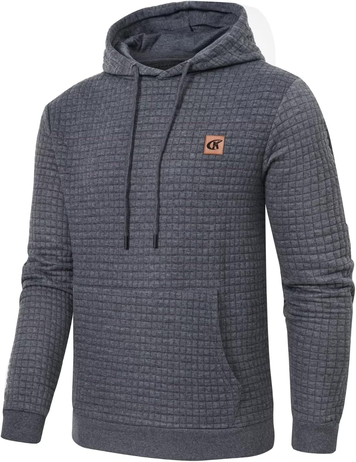 Yundobop Men's Pullover Hoodies Plaid Jacquard Long Sleeve Drawstring Hipster Casual Hooded Sweatshirts with Kanga Pockets - Image 2