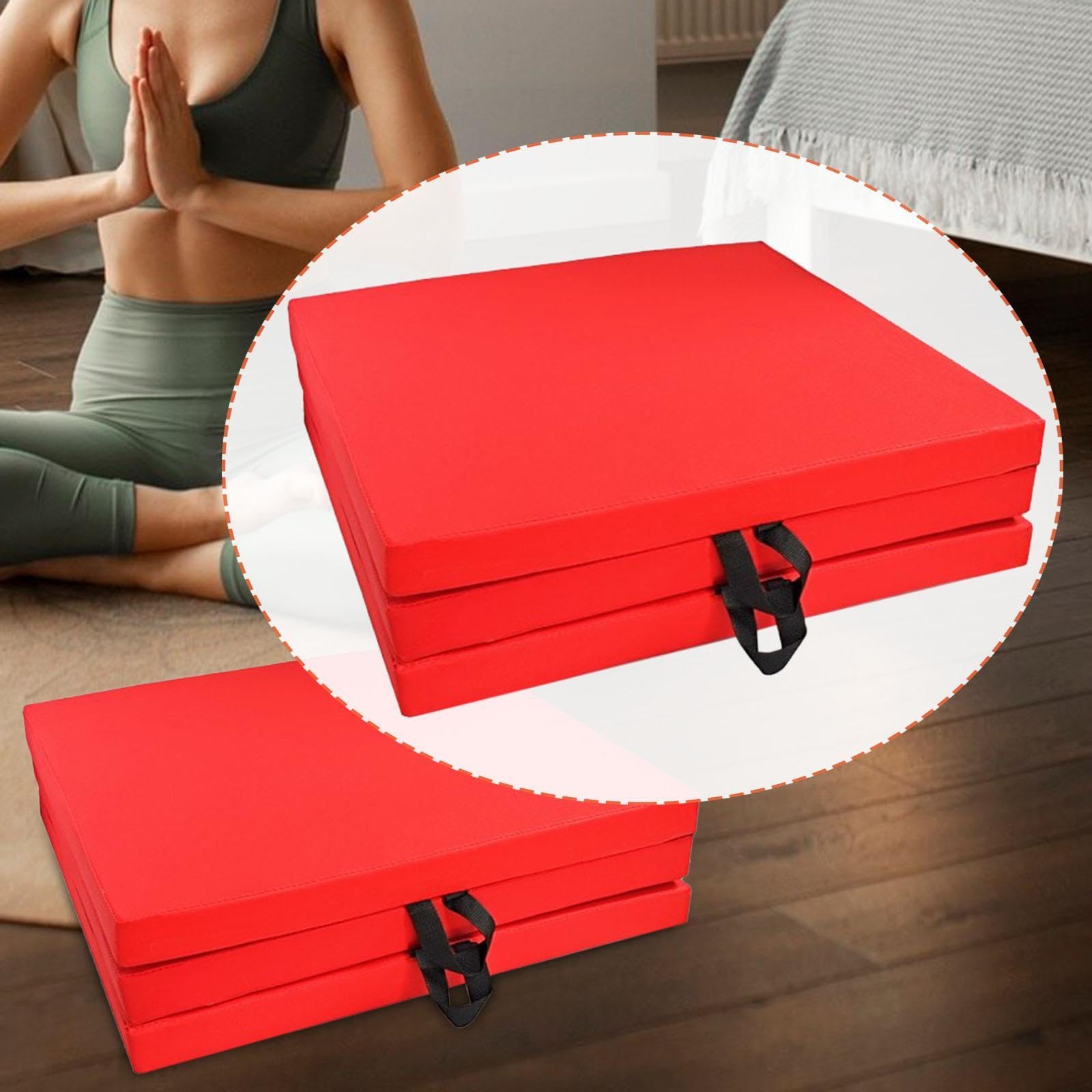 Tappetino da Ginnastica Pieghevole, Tappetino per Fitness E Allenamento Dell'equilibrio, Tappetino Portatile con Maniglia per Pilates All'aper