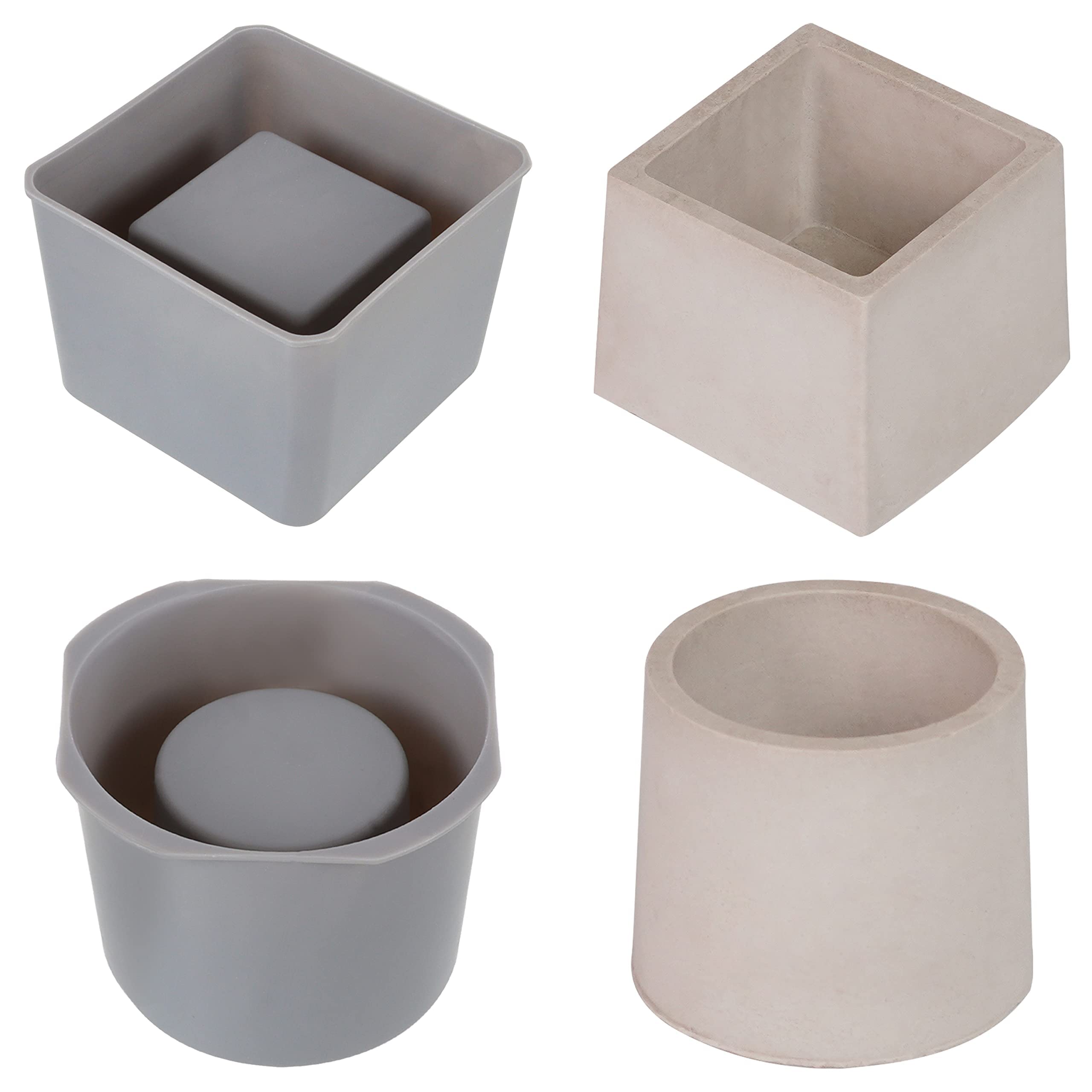 Belle Vous 2er Set Silikonformen Für Blumentöpfe Aus Beton – 1 Quadratisch & 1 Rund – Ideal Für DIY-Kerzenhalter & Sukkulententöpfe