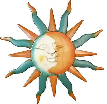 Remenna Metal Sun Wall Art Decor 21.5inch Hanging for Indoor Outdoor Home Bedroom Living Room Office Garden Yard Patio Rustic Finish SUN-B