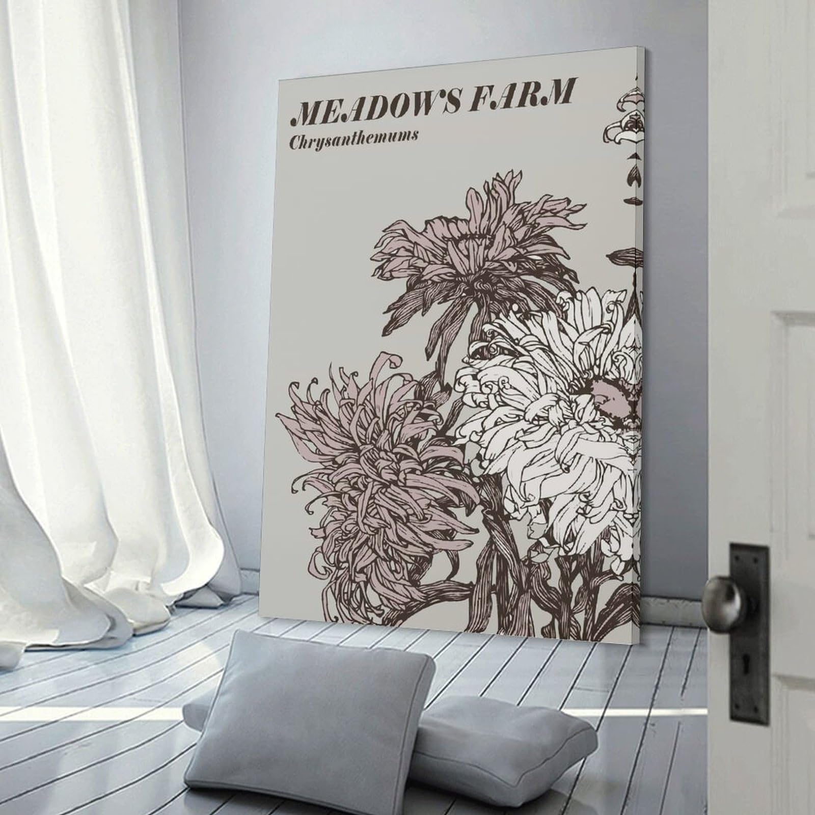 Junmoney Decorative Wall Artwork Meadows Farm Chrysanthemums Floral Art, 20x30inch(50x75cm), for Living Room, Lounge Or Sitting Room, Modern Wall Decor for Cosy Interiors