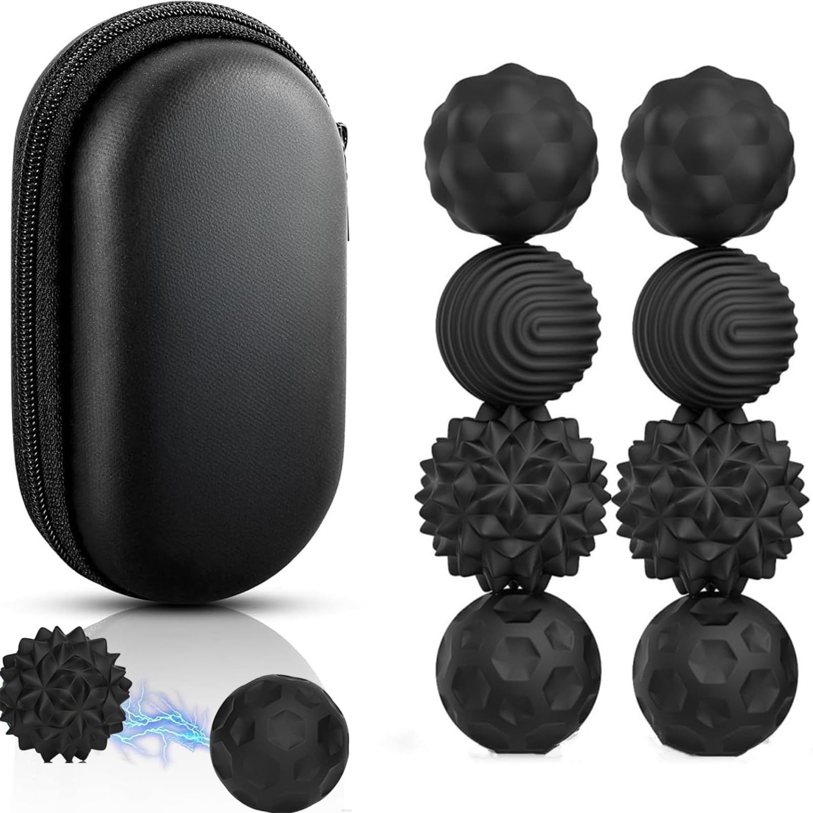 JoyJoyful 8 PCS Magnetic Balls Fidget Toy for Adults Kids, Stress Relief Sensory Toys for Autism, Magnet Fidget Balls, Silicone Textures Gadgets Office Desk Toy, Stocking Stuffers (Black)