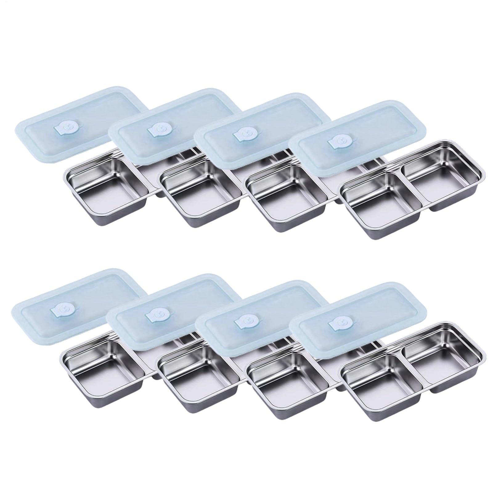 Generisch Grab And Go Snack Behälter, 8 Stück Wiederverwendbare Edelstahl Snack Behälter Mit Deckel, Doppel Fach Mahlzeit Prep Container, Auslaufsicher Lunch Boxen Für Camping