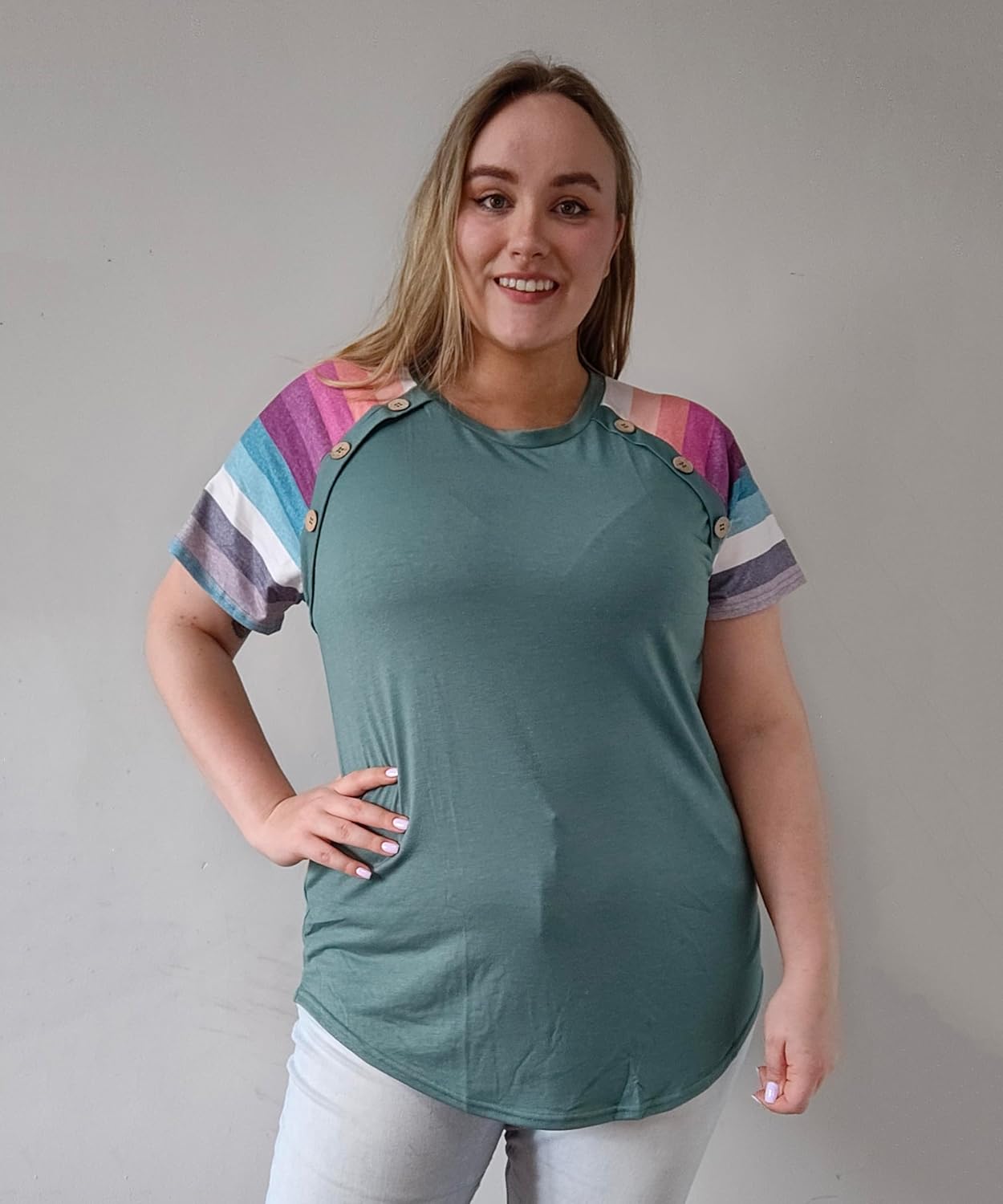 TIYOMI Plus Size Tops for Women Round Neck Square Neck T Shirts Summer Casual Short Sleeve Tunic Blouses XL-5XL - Image 3