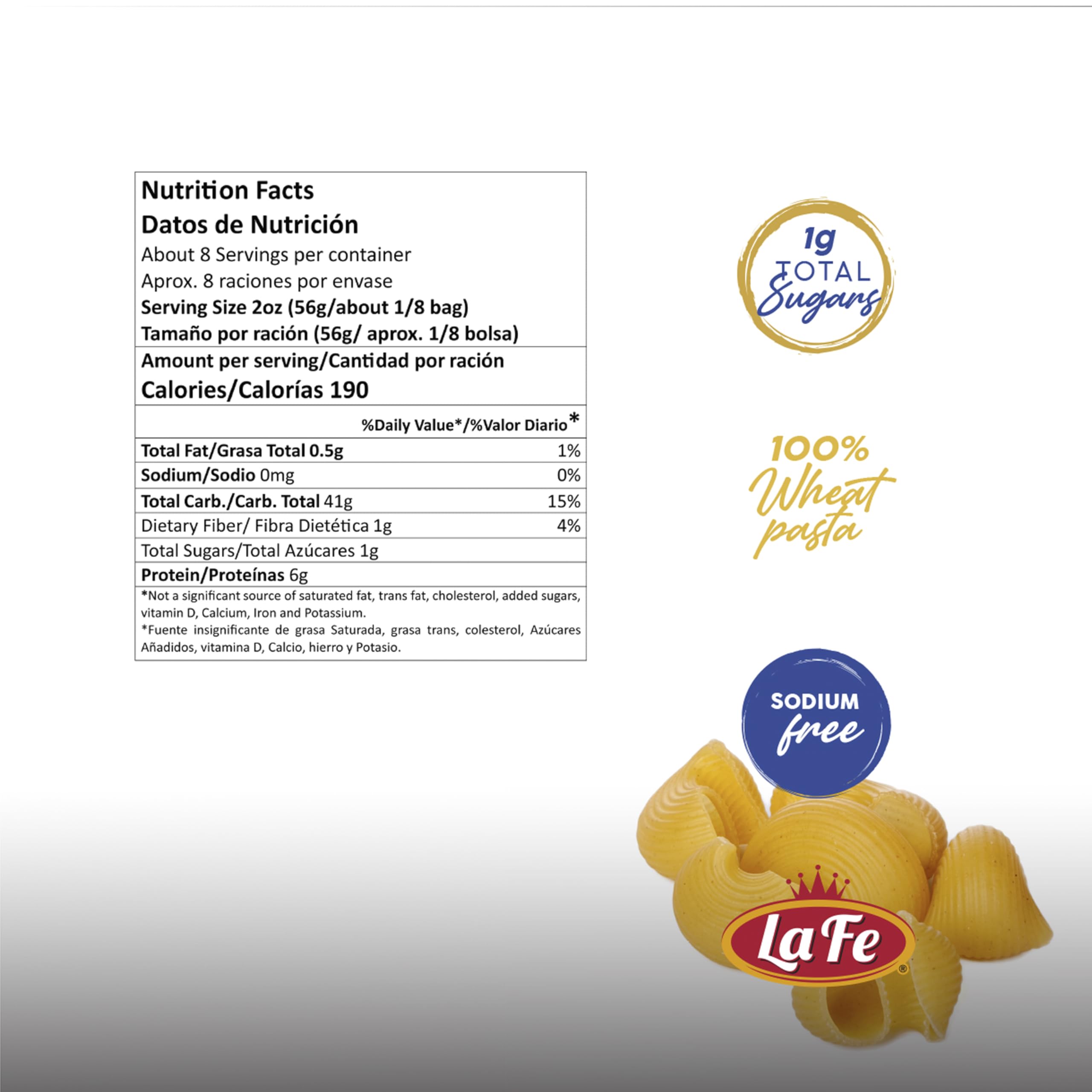 La Fe Elbow Macaroni Pasta 16oz - 3 Pack - Unenriched Semolina Wheat Pasta Italian Elbows - Cholesterol & Sodium Free
