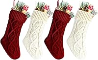 Vista 19 de Medias tejidas para Navidad, color tinto, verde y marfil