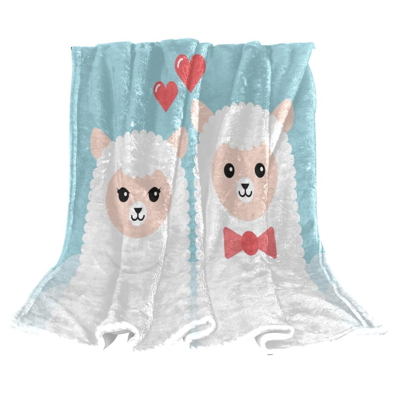 Couverture polaire couple d'alpagas contre le froid hivernal grand plaid doux 150x200