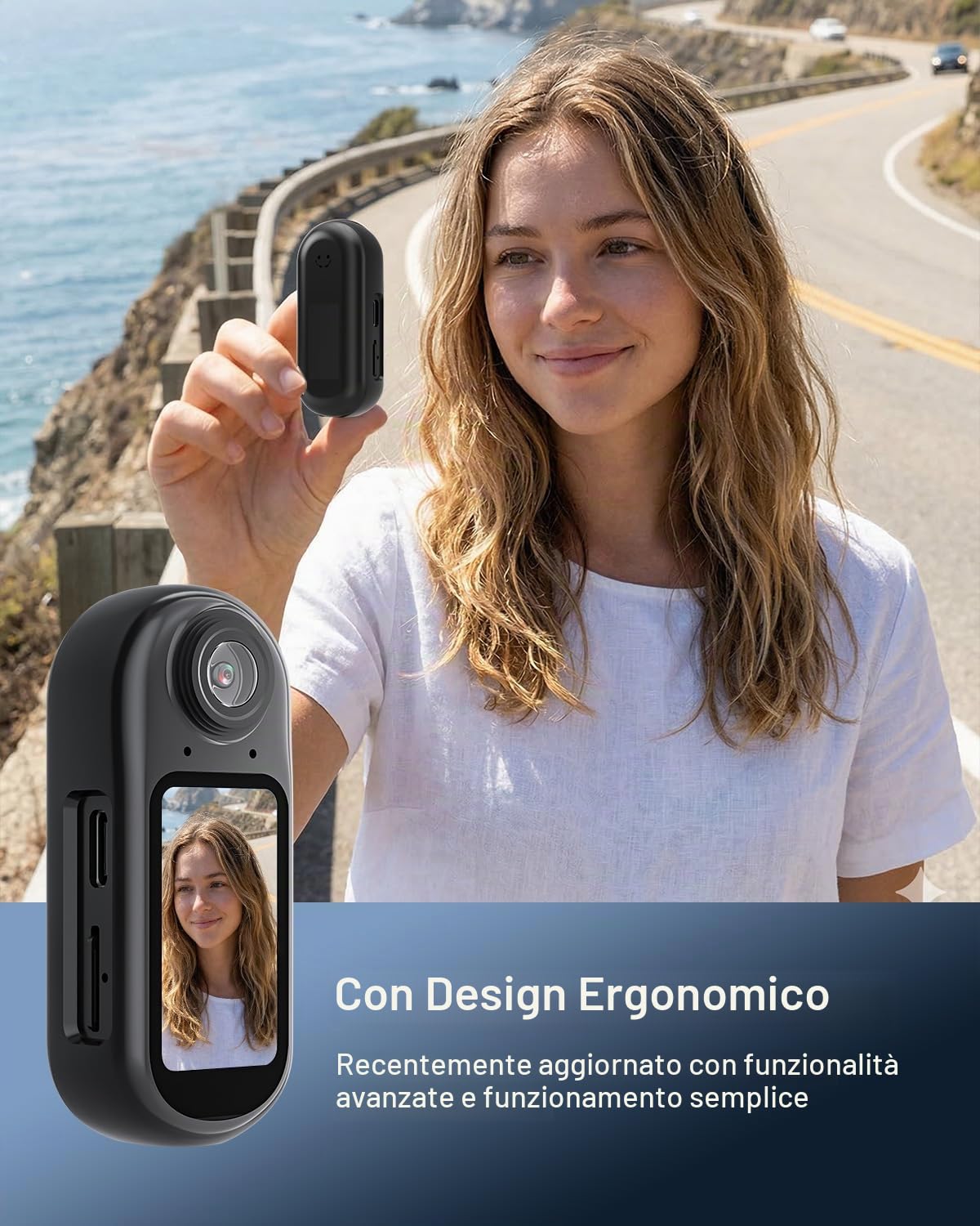 Mini Action Cam 4K WiFi, body camera portatile 128 GB, dimensione pollice | cordino magnetico, registrazione vivavoce, fotocamera per animali domestici, viaggi, lavoro, sport acquatici