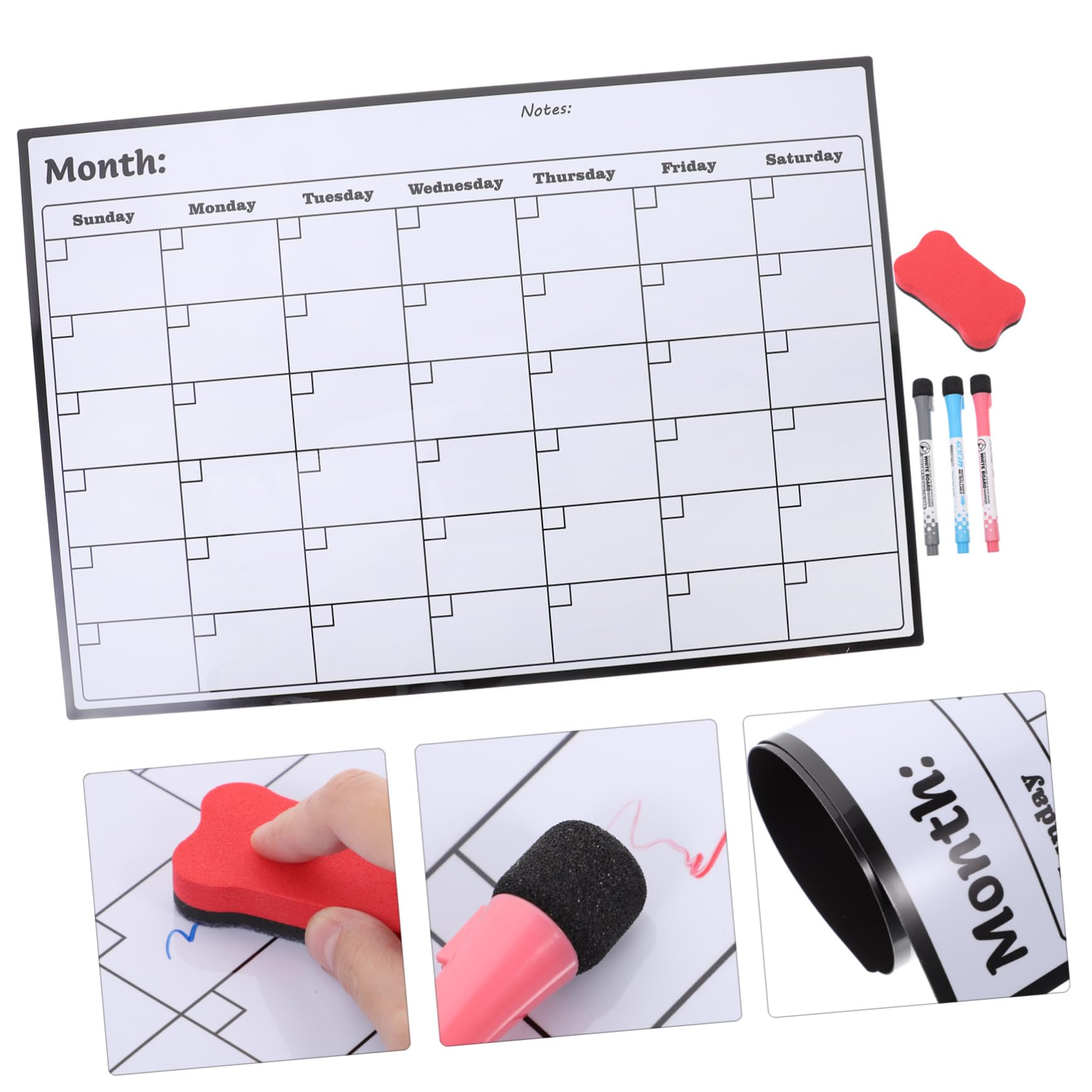 STOBOK Calendario Magnetico Mensile Per Frigorifero A3 - Lavagna Bianca Confezione Da 5 Cancellabile