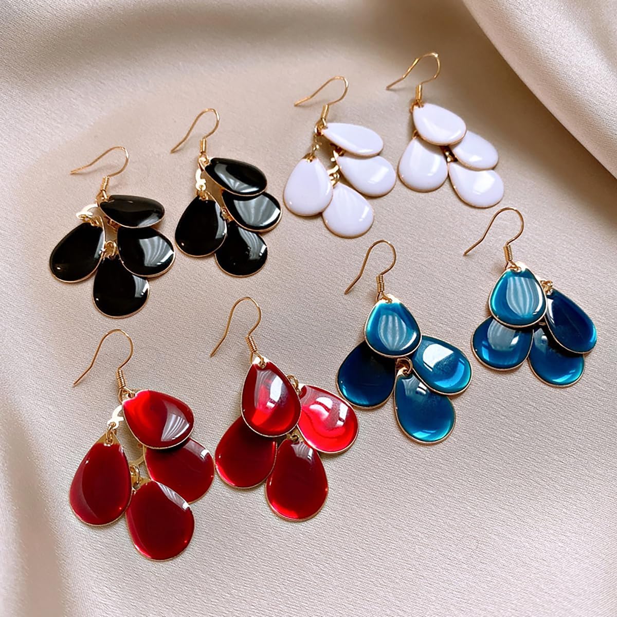 Colorful Teardrop Dangle Earrings Dripping Oil Tassel Earring Sparkly Oval Waterdrop Crystal Earrings Fashion Jewelry Accessories for Women - Image 7
