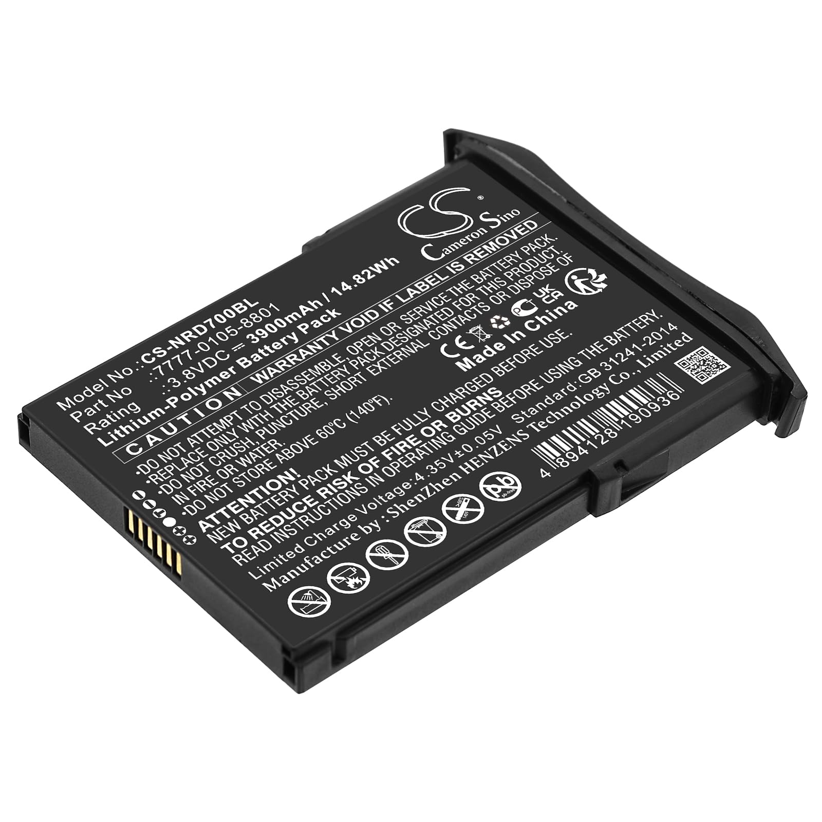 NEU Ersatz Akku Fit NCR Orderman 7, 7 MSR, 7777-01YY(3900mAh / 14.82Wh)