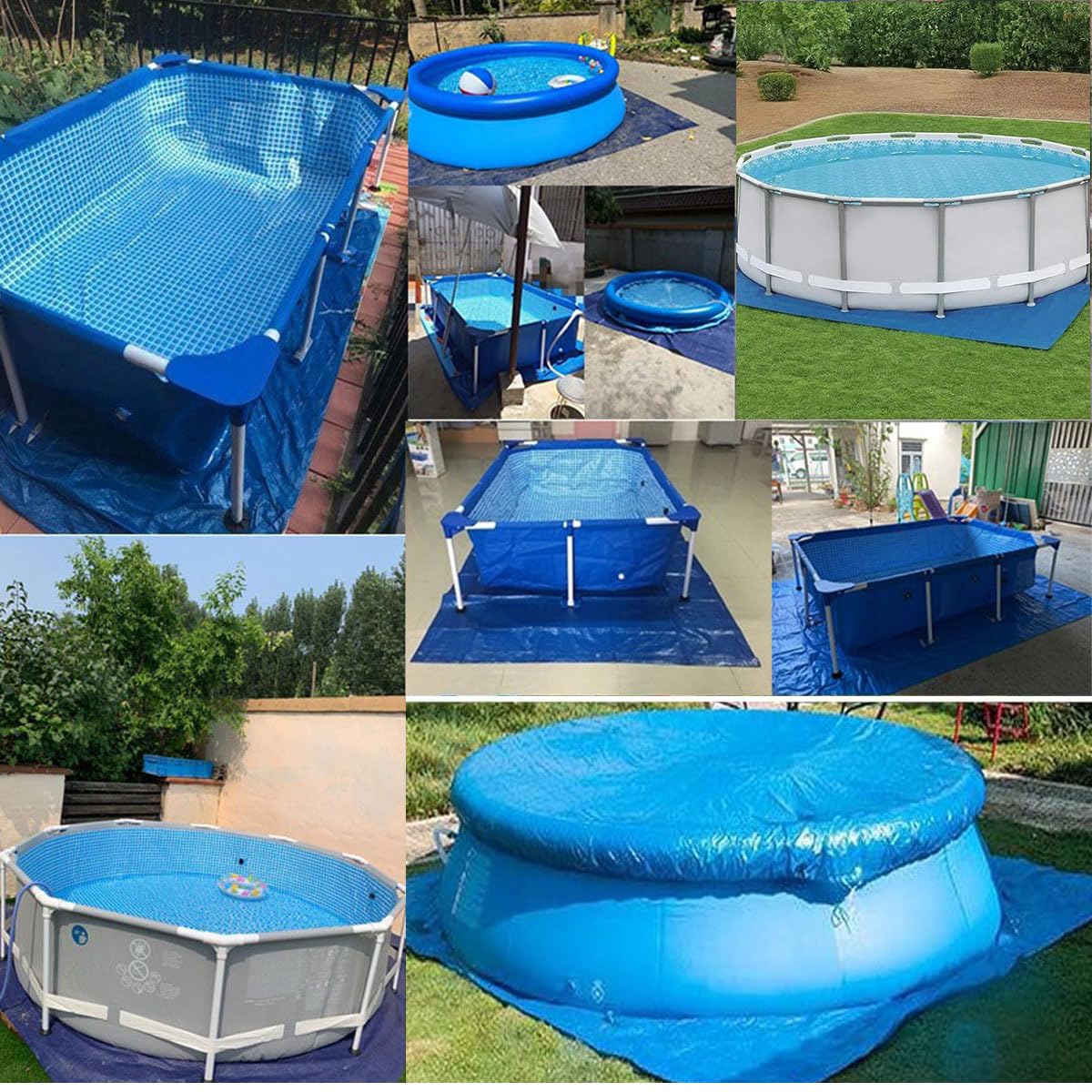 Pool Bodenplane, Rechteckig Pool Ground Tuch, Aufblasbarer Swimmingpool Bodenschutzplane für Aufstellpools & Rahmen Pool (250 * 450cm/98.43 * 177.17in)