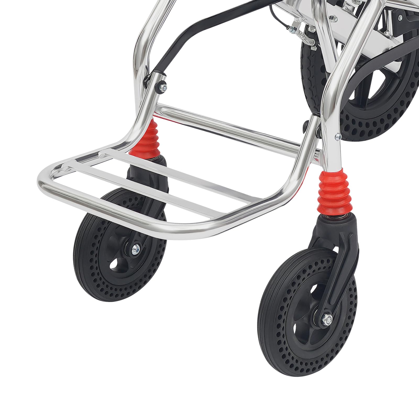 Składany wózek inwalidzki, lekki, aluminiowy wózek turystyczny z oddychającą powierzchnią do siedzenia, oparcie 45 cm, kółka 360°, uchwyt transportowy, do 100 kg, przenośny wózek inwalidzki dla osób