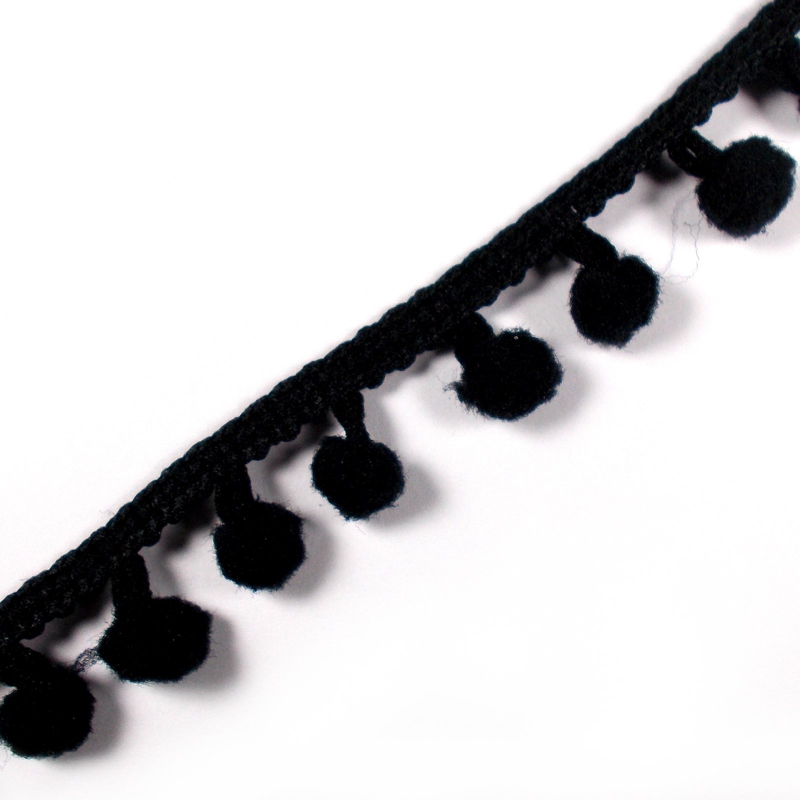 Pom Pom Bobble Trim Fringe 6mm Wide Black (1 Metre)