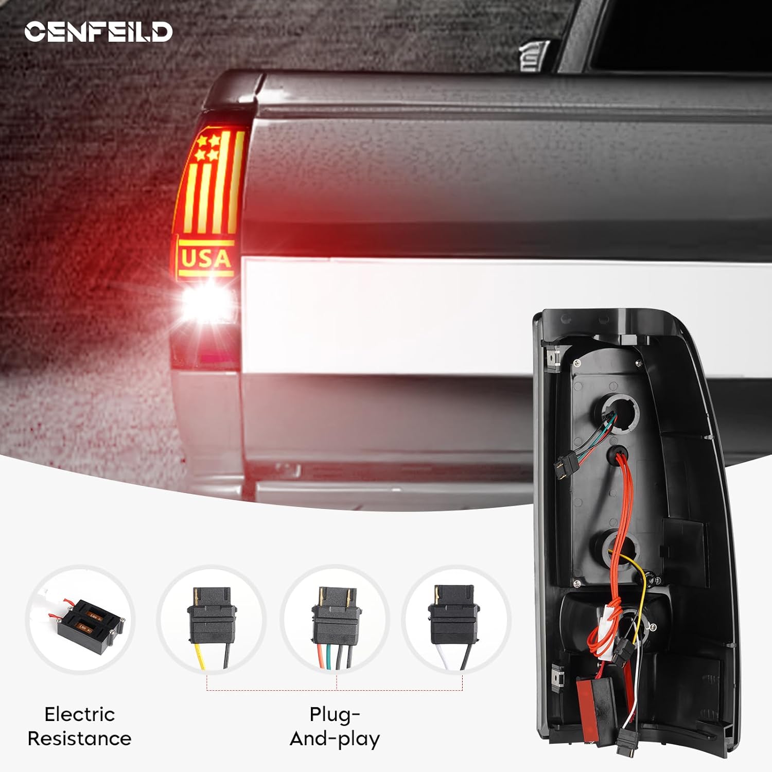 LED Tail Lights Fit for Chevy Silverado 1500 2500 99-02, 1500HD 2500HD 01-02, for GMC Sierra 1500 2500 99-03, 1500HD 2500HD 01-03 (Only fit Fleetside Bedtype), Rear Taillights Assembly, Smoked Lens