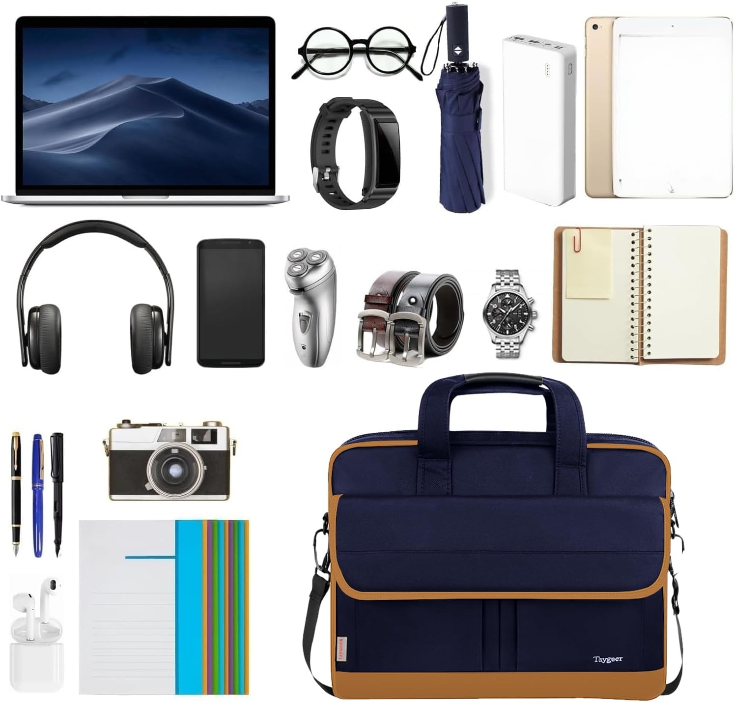 Taygeer Briefcases for Men, Water Resistant Laptop Bag 15.6 Inch for Business, Travel Office Crossbody Carry On Laptop Carrying Case, Messenger Shoulder Bag Fit 15.6 Inch Notebook/Computer, Blue Brown - Image 6