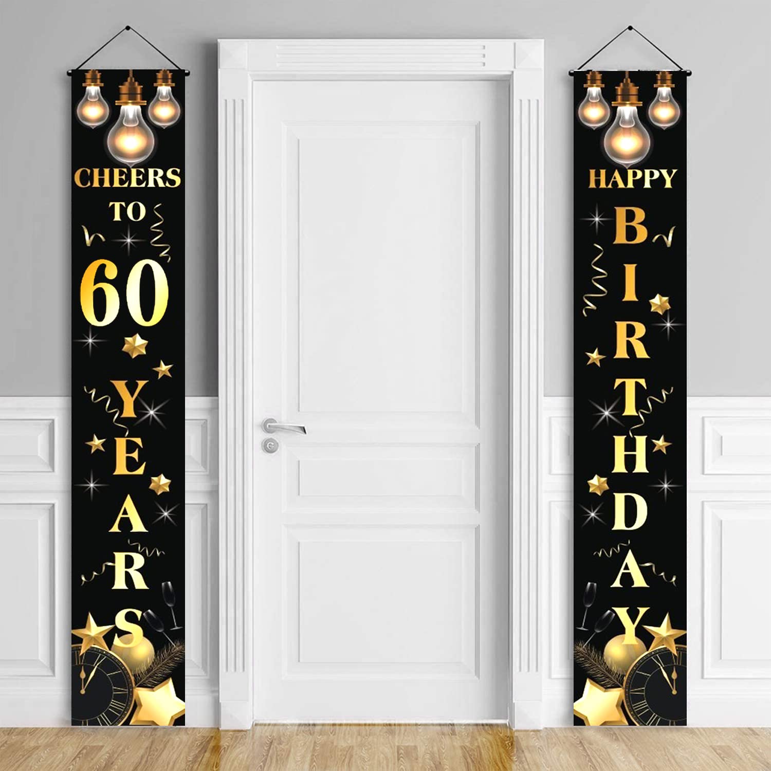 60.Geburtstag Deko Banner Schwarzes und Gold Geburtstag Part