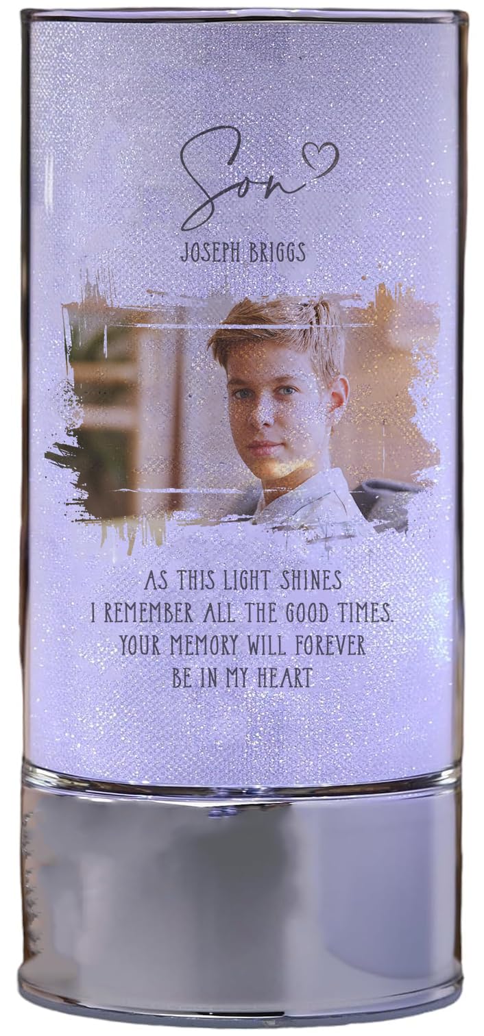 ukgiftstoreonline Personalised Son Memorial Remembrance Light with Photo