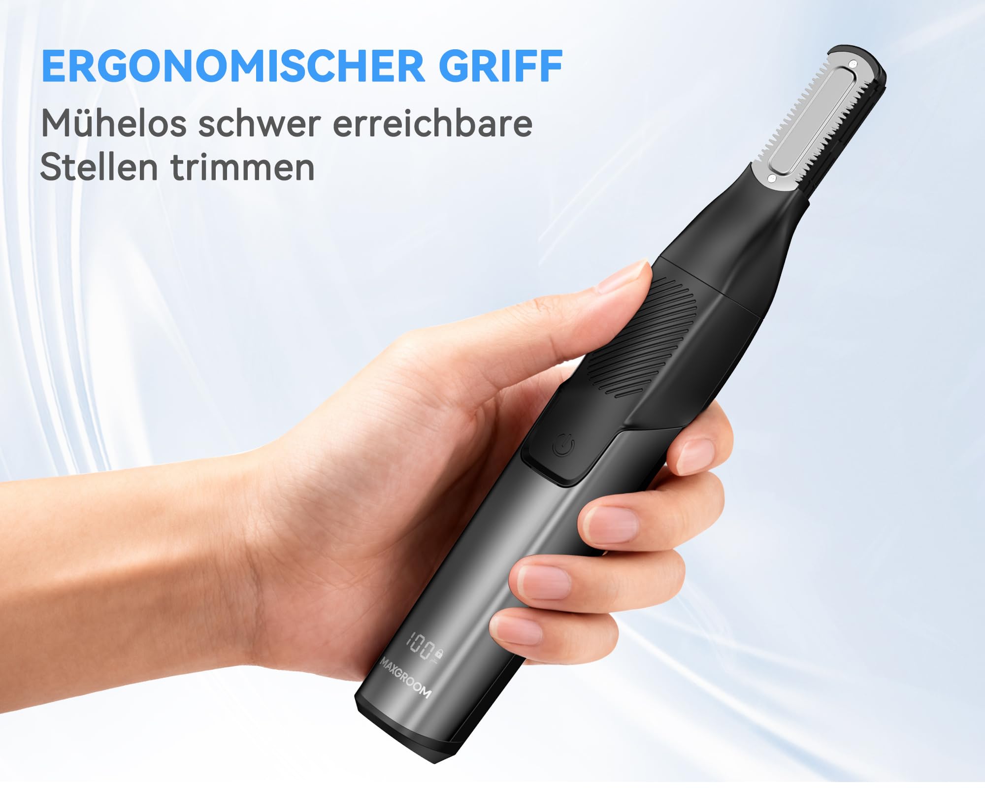 MAXGROOM 3-in-1 Körperrasierer Herren IPX6 Wasserdicht Nass Trocken Elektrischer Rasierer Trimmer Body Groomer