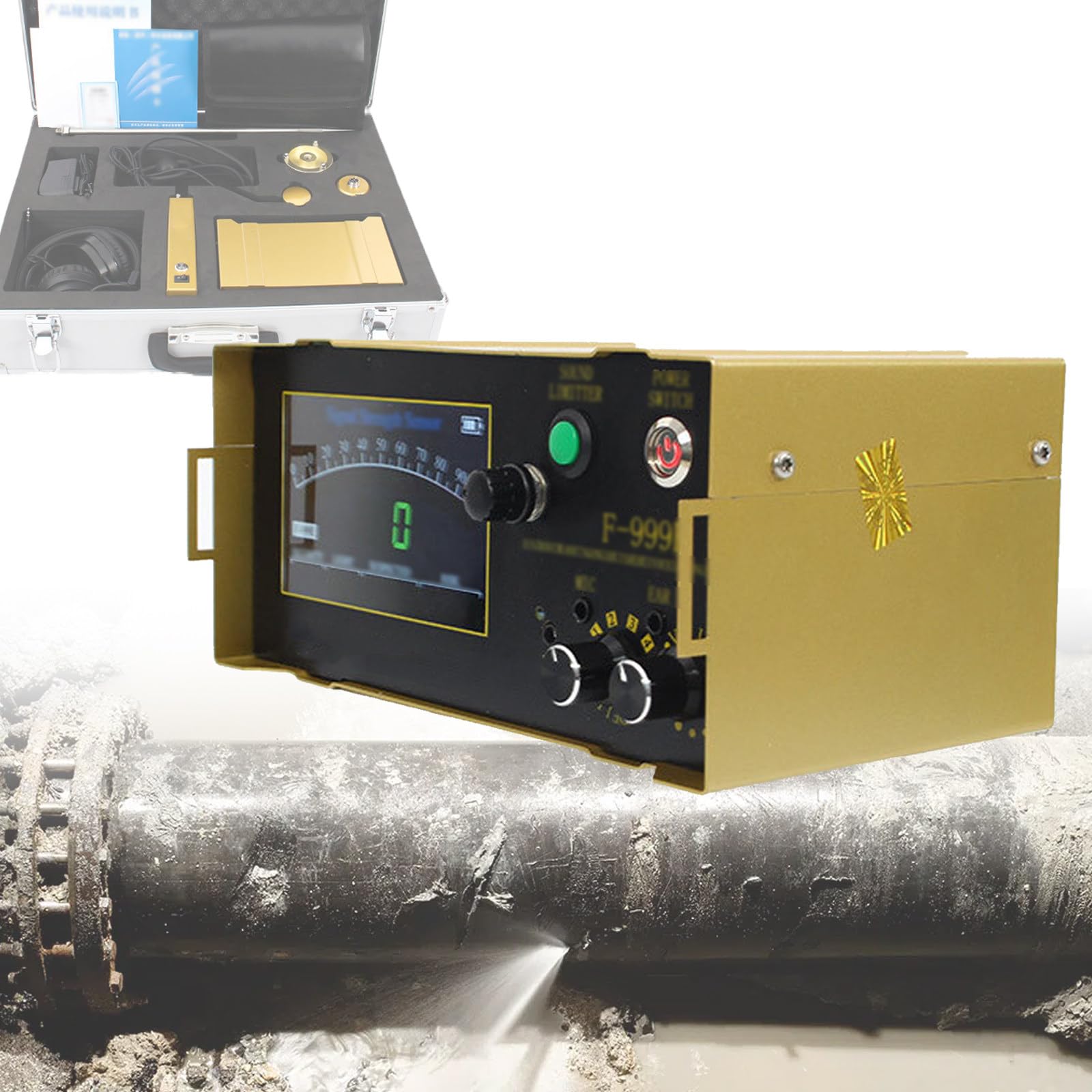 Detector De Fuga De Agua SubterráNea De Agua Y Vapor, Detector De Fuga De TuberíA De Agua De 9 V, 4 Engranajes Ajustables, Para TuberíAs Interiores/Exteriores