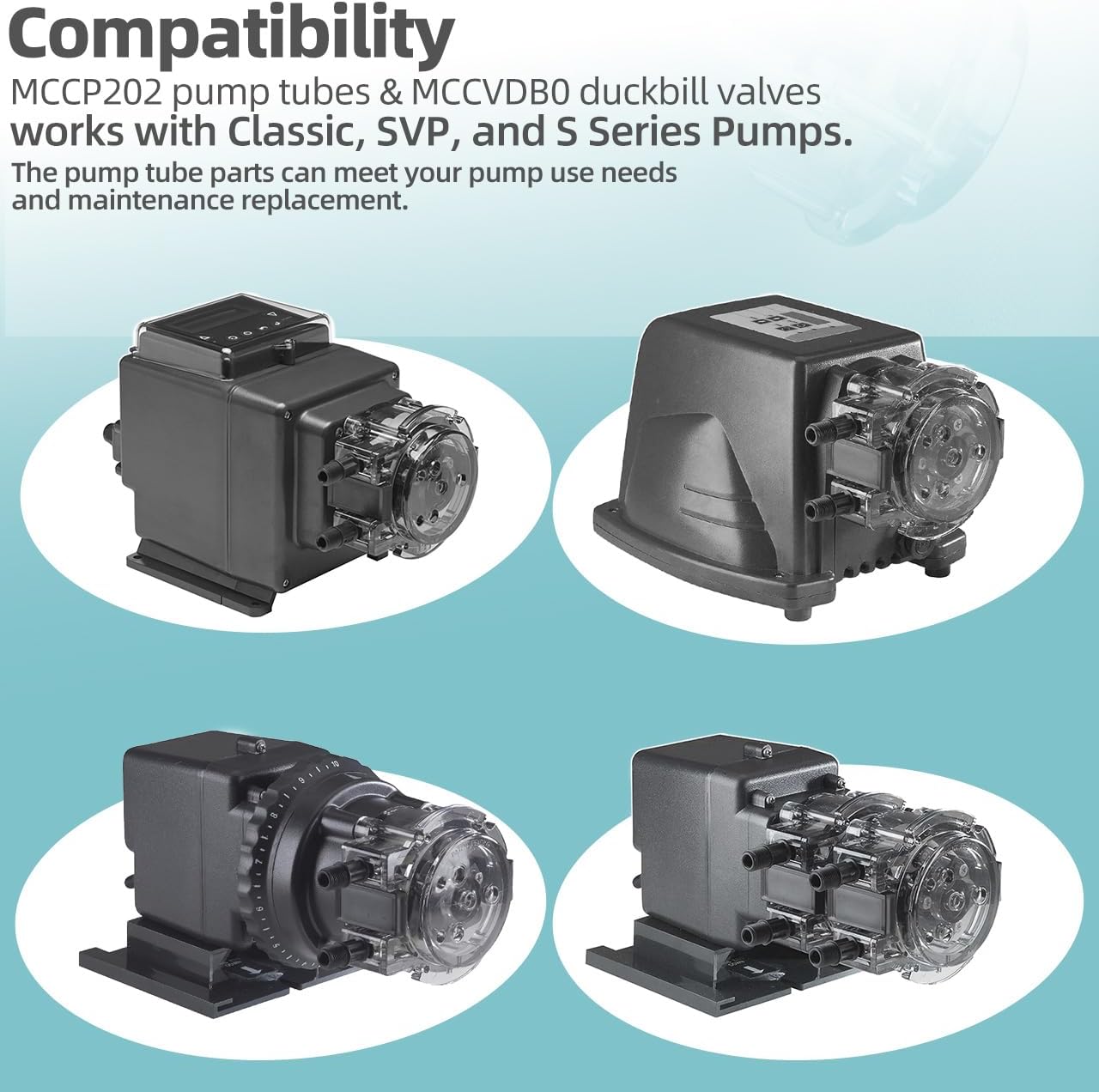 MCCP202 Pump Tube & MCCVDB0 Check Valve Duckbill Replacement Fit for Pump, Pump Tube #2, 0-100 Psi / 0-6.9 Bar, Fits Classic 85Mhp17, 45, 85, Single Head, SVP & M128 Pumps (5 Set)