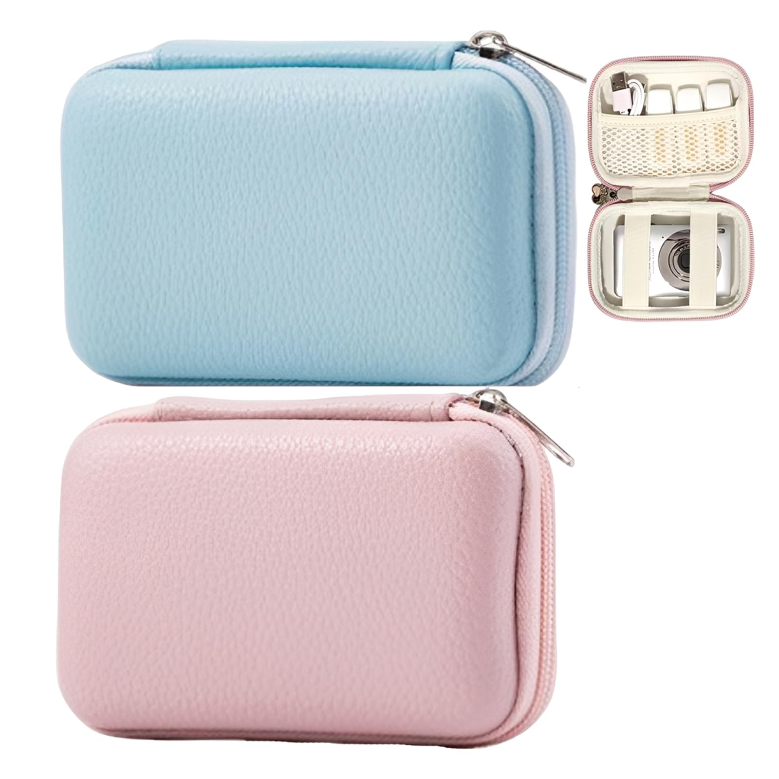 Camera Case, 2PCS Waterproof Protective Cover for Outdoor Photography and Daily Commute, Compact Travel Camera Bag with Secure Storage, Dimensions 12.5 x 8 x 4 cm in Blue and Pink Colors-image-16