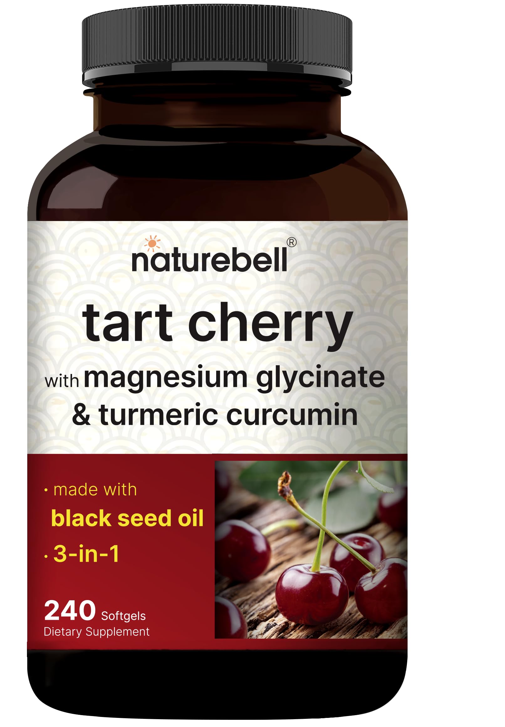 Tart Cherry with Magnesium Glycinate and Turmeric Extract, 240 Softgels