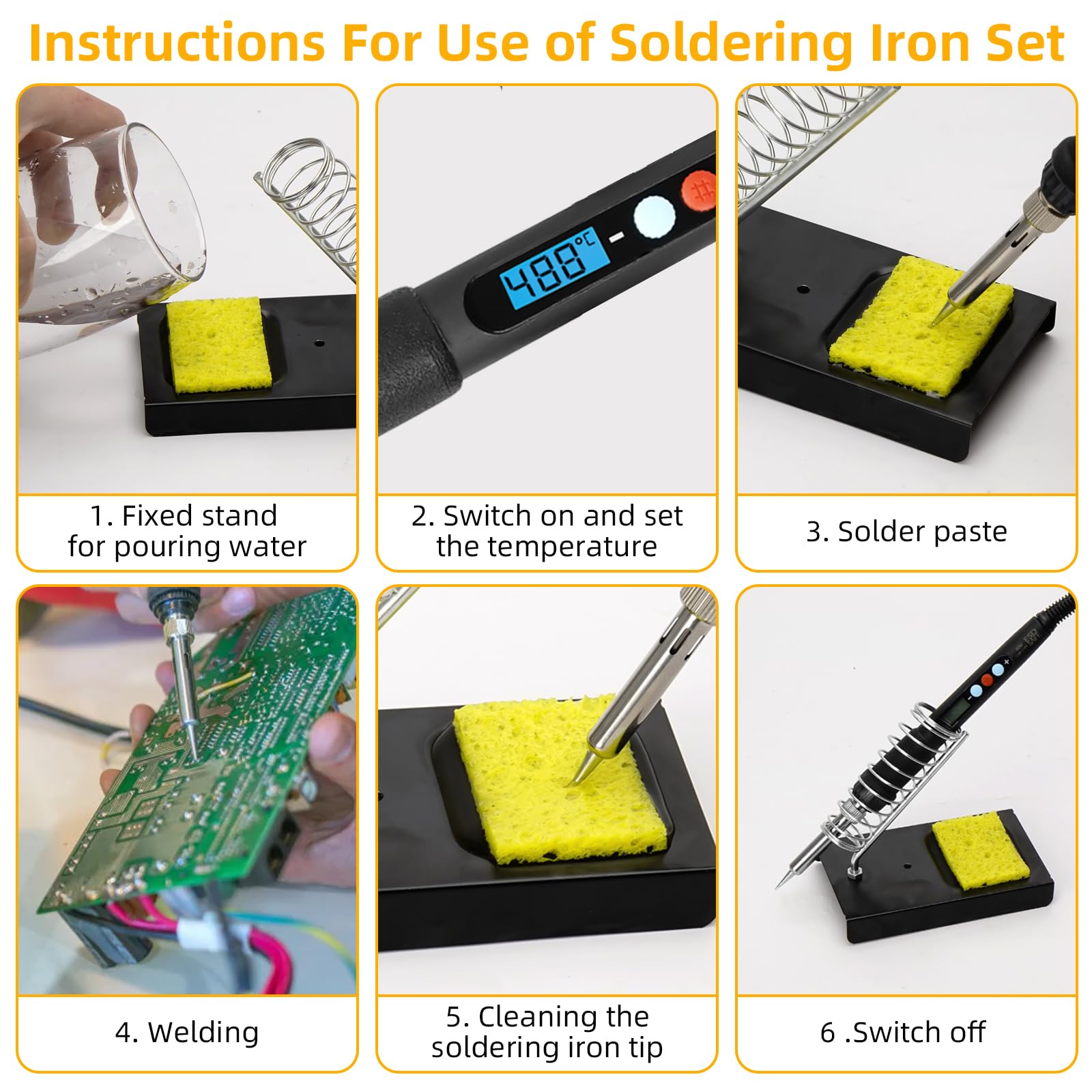 Fer à Souder Kit, Fer a Souder Etain Température Réglable 180-500°C Fer a Souder Electronique de Precision avec Etain a Souder, Pompe a Dessouder, Multimètre Numérique, 5 Conseils de Soudage