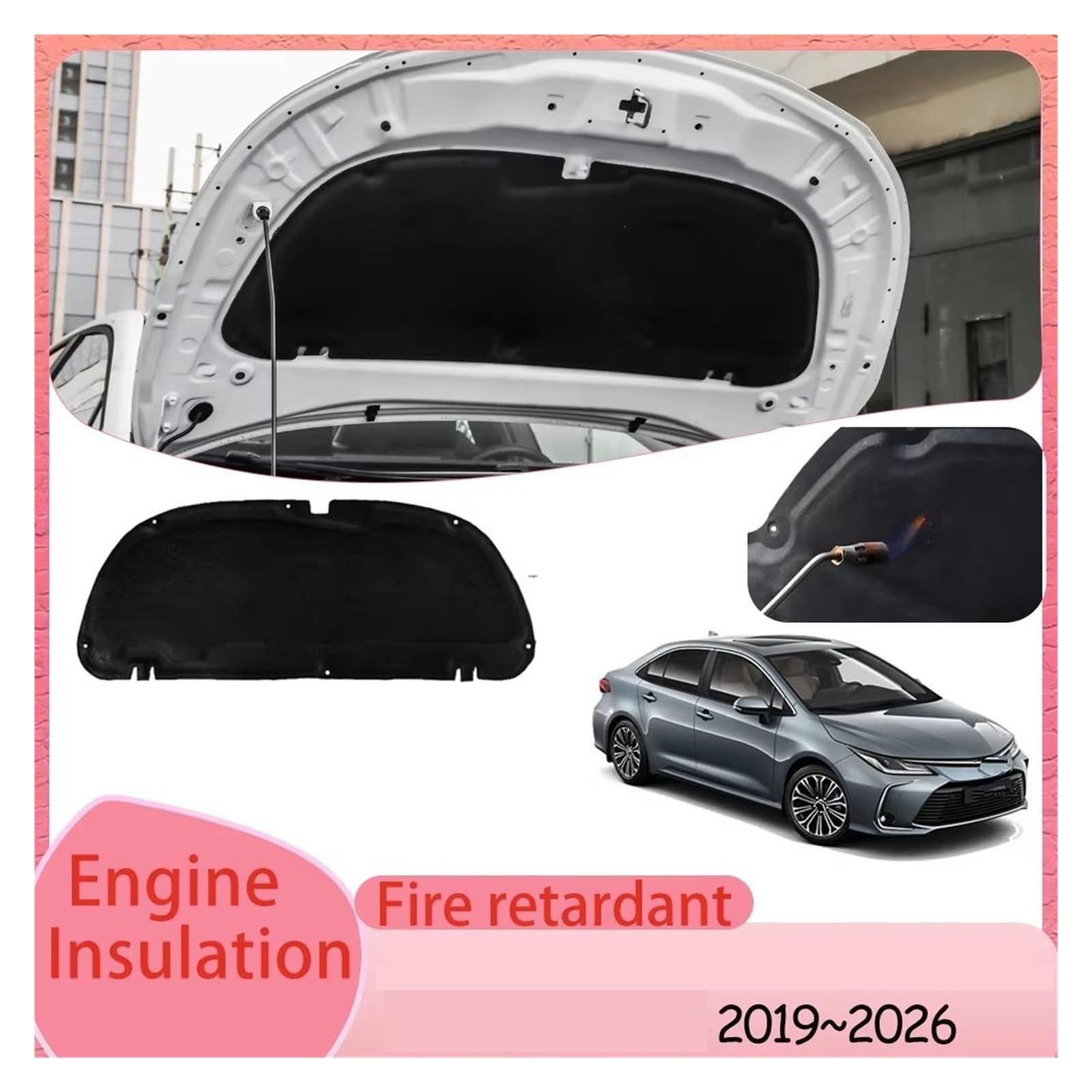 Cuscinetto fonoassorbente e termico in cotone Per Toyota Per Corolla E210 Per Suzuki Swace 2019 ~ 2026 2020 2021 Auto Cofano Motore Isolamento Termico Cotone Insonorizzato Zerbino(Style B)