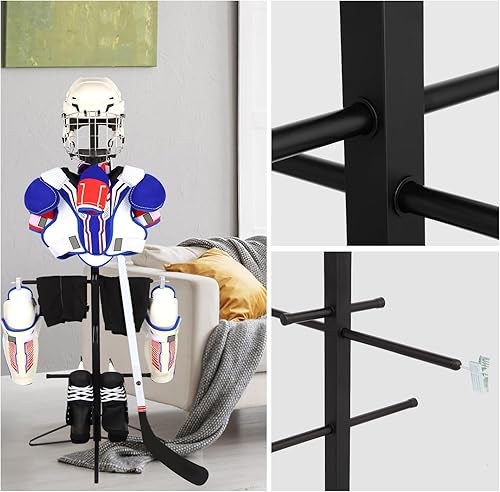Miniatura 6 de Estante de secado de equipo de hockey para almacenamiento de equipo deportivo de metal, estante seco de almacenamiento de equipo deportivo de hockey