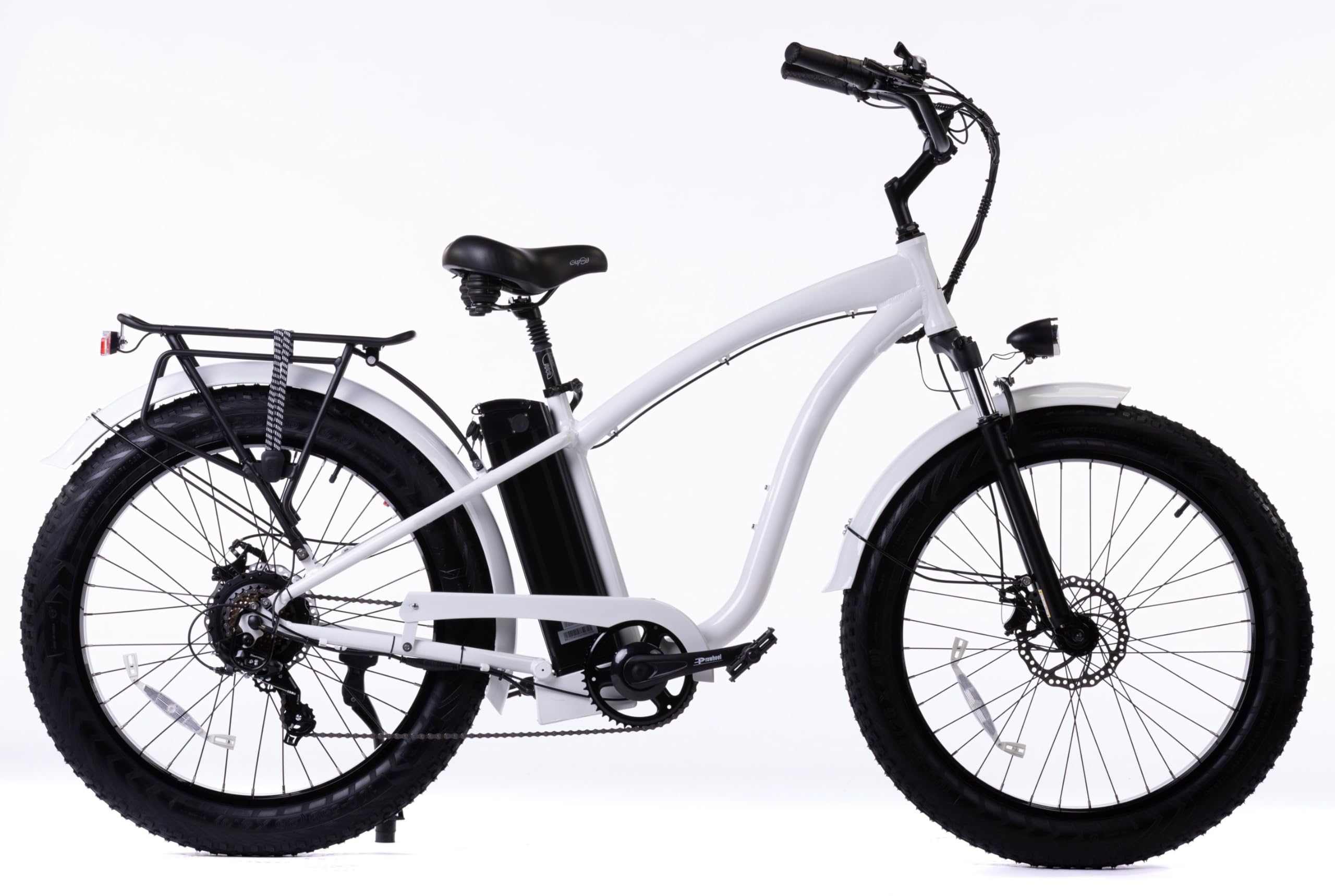 S132 White - 48V750W16AH 26" X4.0 Fat TIRE Beach Cruiser Electric Bicycle