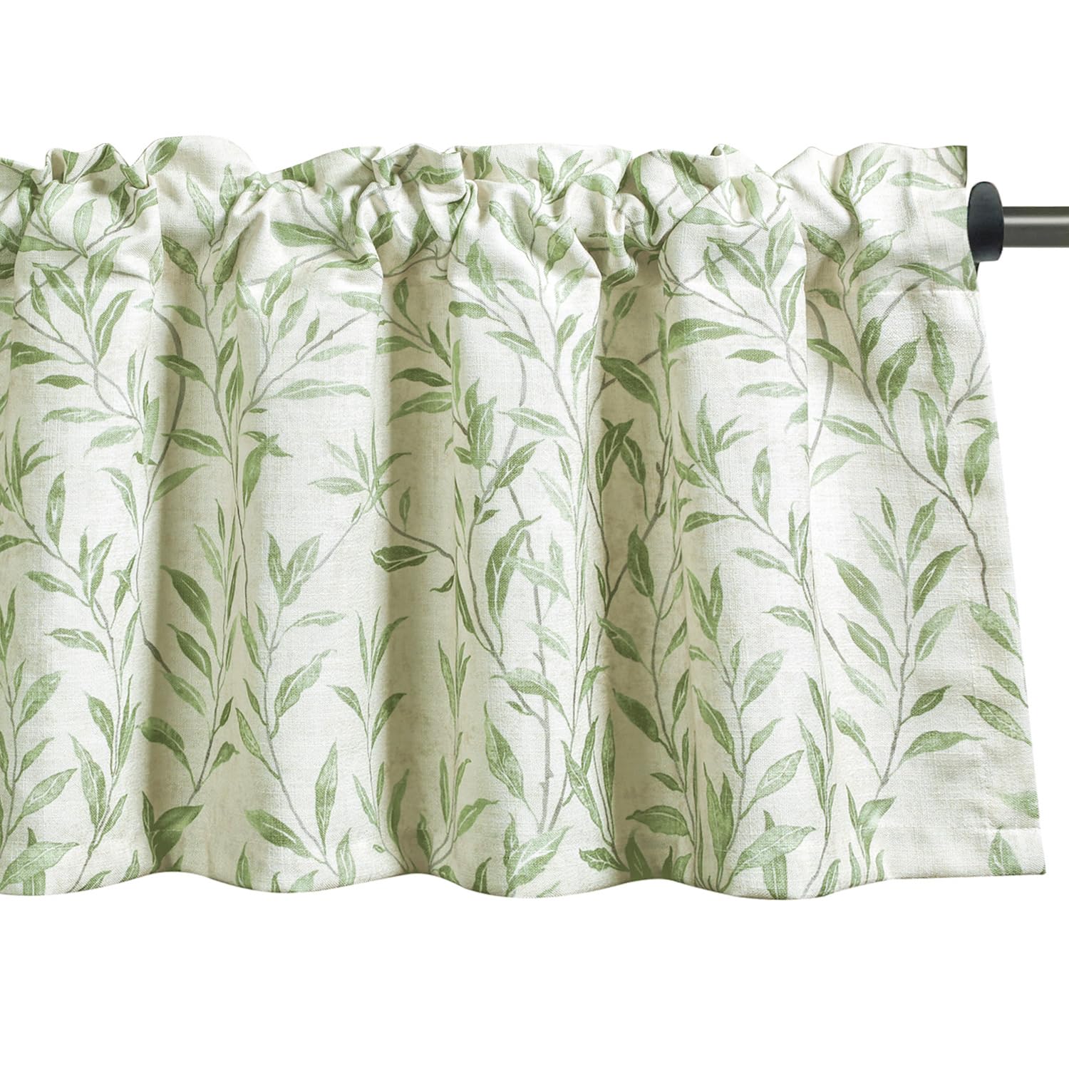 VOGOL Green Leaves Farmhouse Kitchen Valance for Windows, 132×36cm, 1 Panel — image 1