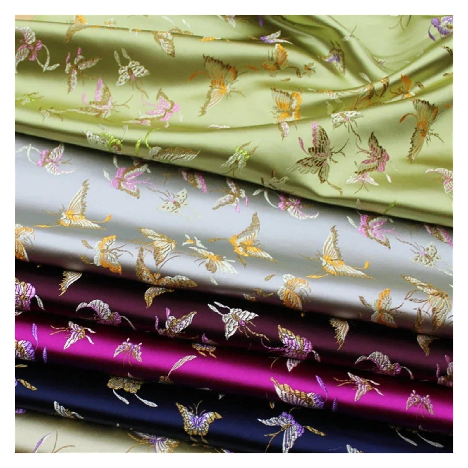 Tela De Satén Telas de costura brocado tela mariposa damasco jacquard | For costura Material satinado vestido DIY Cheongsam 50x75cm(Color 2)