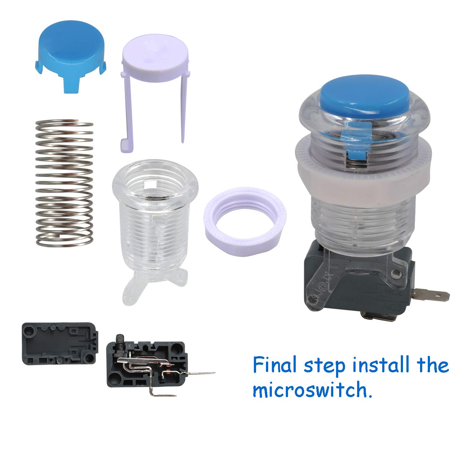 SJ@JX Arcade Game - Kit de control para 2 jugadores, botón de Microswitch de 4 y 8 vías Joystick cero retardo, codificador USB, mango de palo de lucha para PC MAME Raspberry Pi Retropie