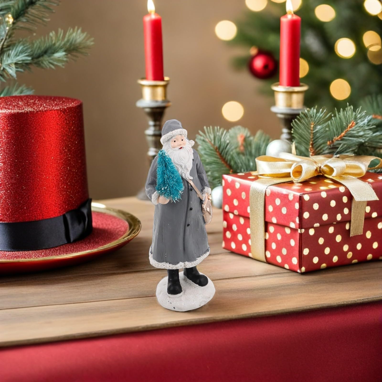 minkissy Statuetta Babbo Natale in Resina, Decorazione Creativa da Tavolo