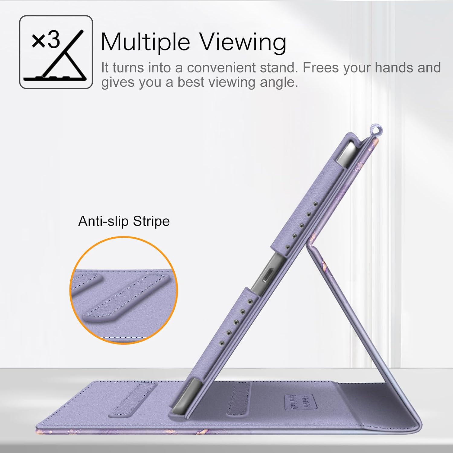 Fintie Folio Case for iPad 6th / 5th Generation 9.7-inch, iPad Air 2 /Air 1 | Multi-Angle Viewing Stand Cover, Pencil Holder & Storage Pocket, Corner Protection, Auto Wake/Sleep, Lilac Marble