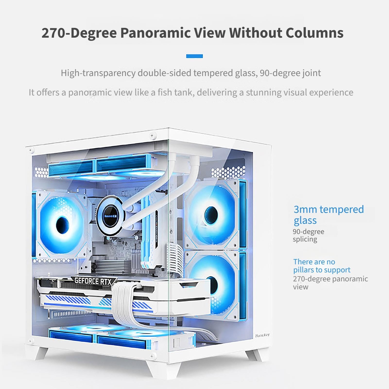 Caja De Computadora ATX Juegos Escritorio Torre Media Puertos USB 3.0 Soporte Vidrio Templado Doble Cara Refrigeración por Agua