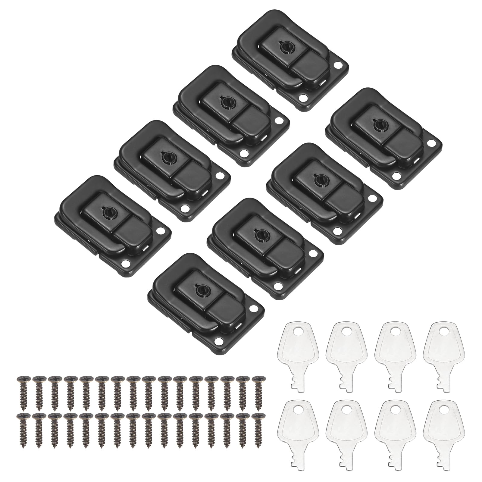 PATIKIL Suitcase Lock Hasp Set (Black) (8Pcs) Decorative Metal Toggle Catch Latch with Screw and Key Suit for - Suitcase/Jewelry Boxes/Wooden Case/Luggage — image 1