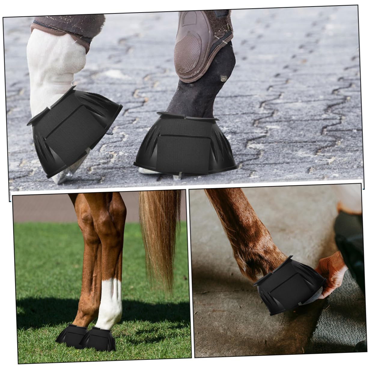 Hemobllo Pferdeglockenstiefel mit Schnellmontage, 4 Stück, Gummi, Schwarz