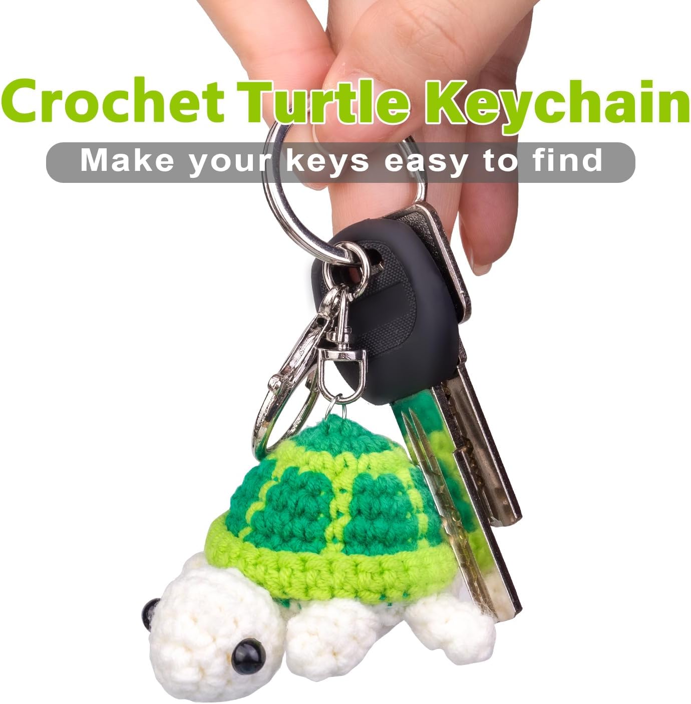 Funny Crochet Turtle Doll, Handmade Emotional Support Knitting Wool Turtle Animal Gift With Detachable Keychain(Pink) - Image 5