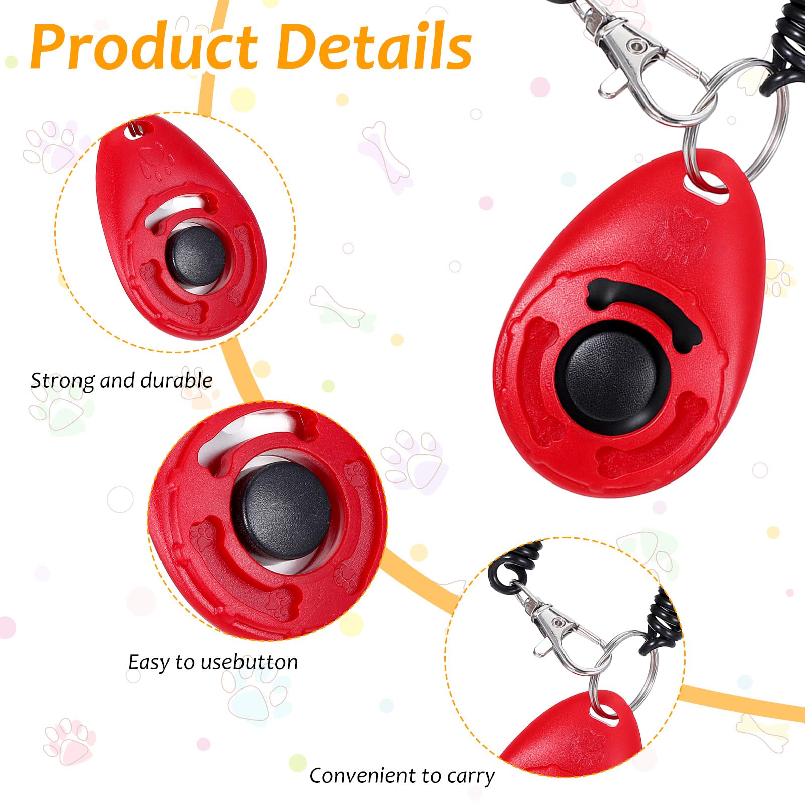 Lot de 30 cliquets de dressage pour chien avec dragonne, clicker d'entraînement comportemental pour animaux de compagnie pour l'obéissance et le renforcement positif, fournitures