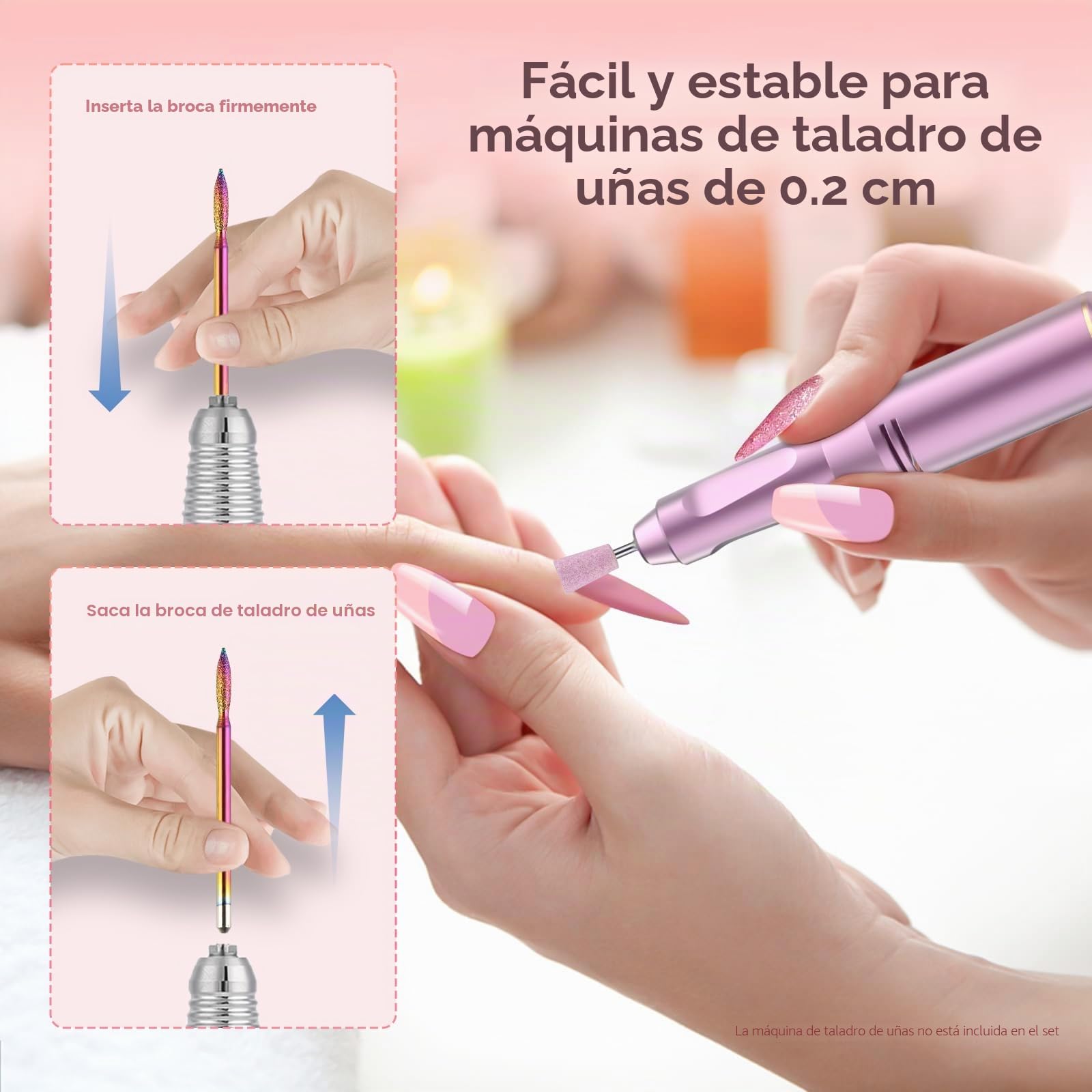 Juego de 26 brocas para uñas, 3/32 pulgadas fresas torno de cerámica para uñas, Broca de diamante para limar de uñas, removedor de cuticulas para manicura y pedicura de uñas de gel acrílico