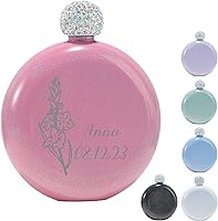 Vista 7 de Frasco de flores personalizado para el mes de nacimiento con tapa de diamantes de imitación para dama de honor, regalo de fiesta nupcial, grabado