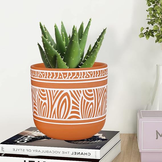 4,6 + 6 inç Terracotta Etli Saksı Pişmiş Toprak Saksılar 2'li Drenajlı Kil Saksıları