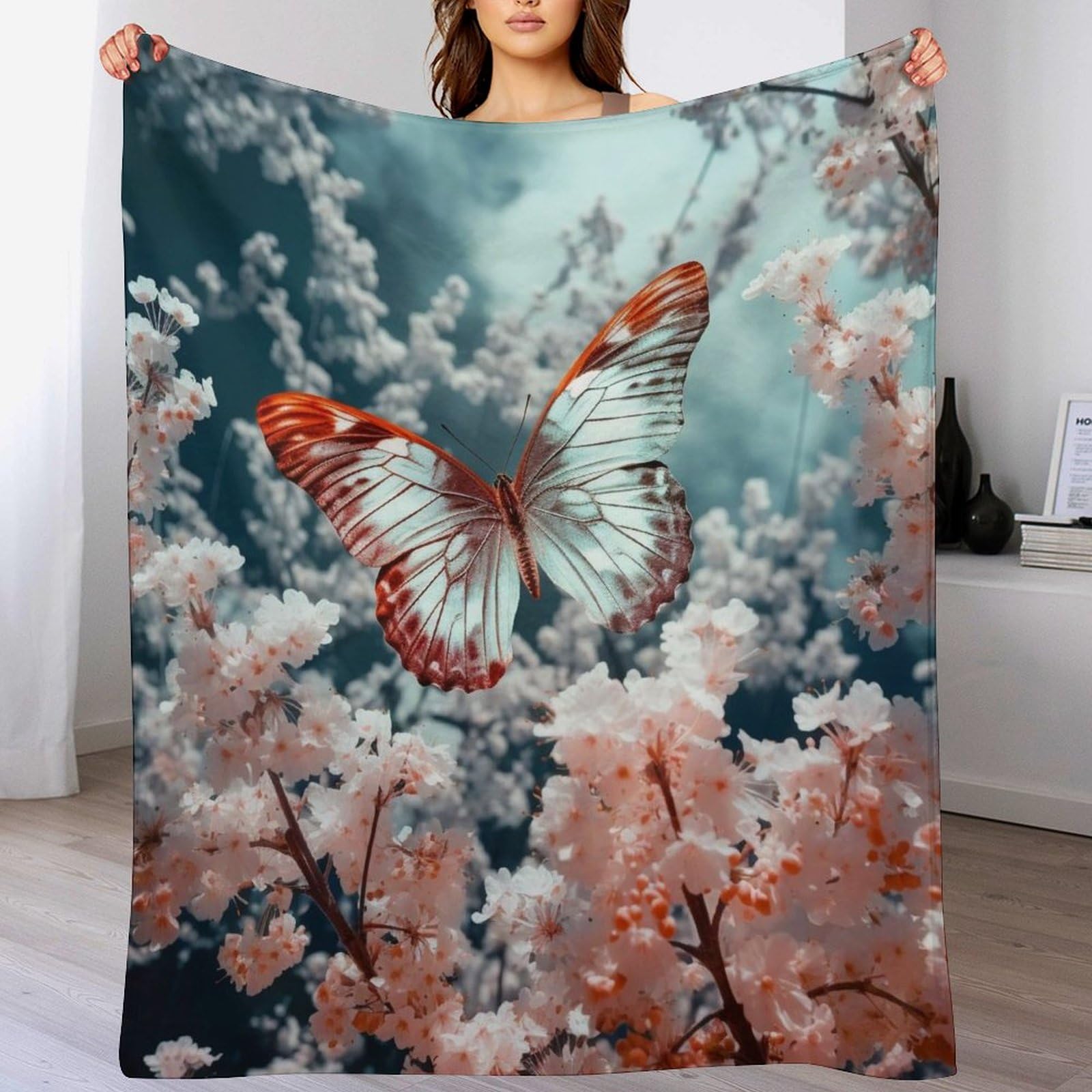 Couverture polaire papillon chaude et super douce en peluche