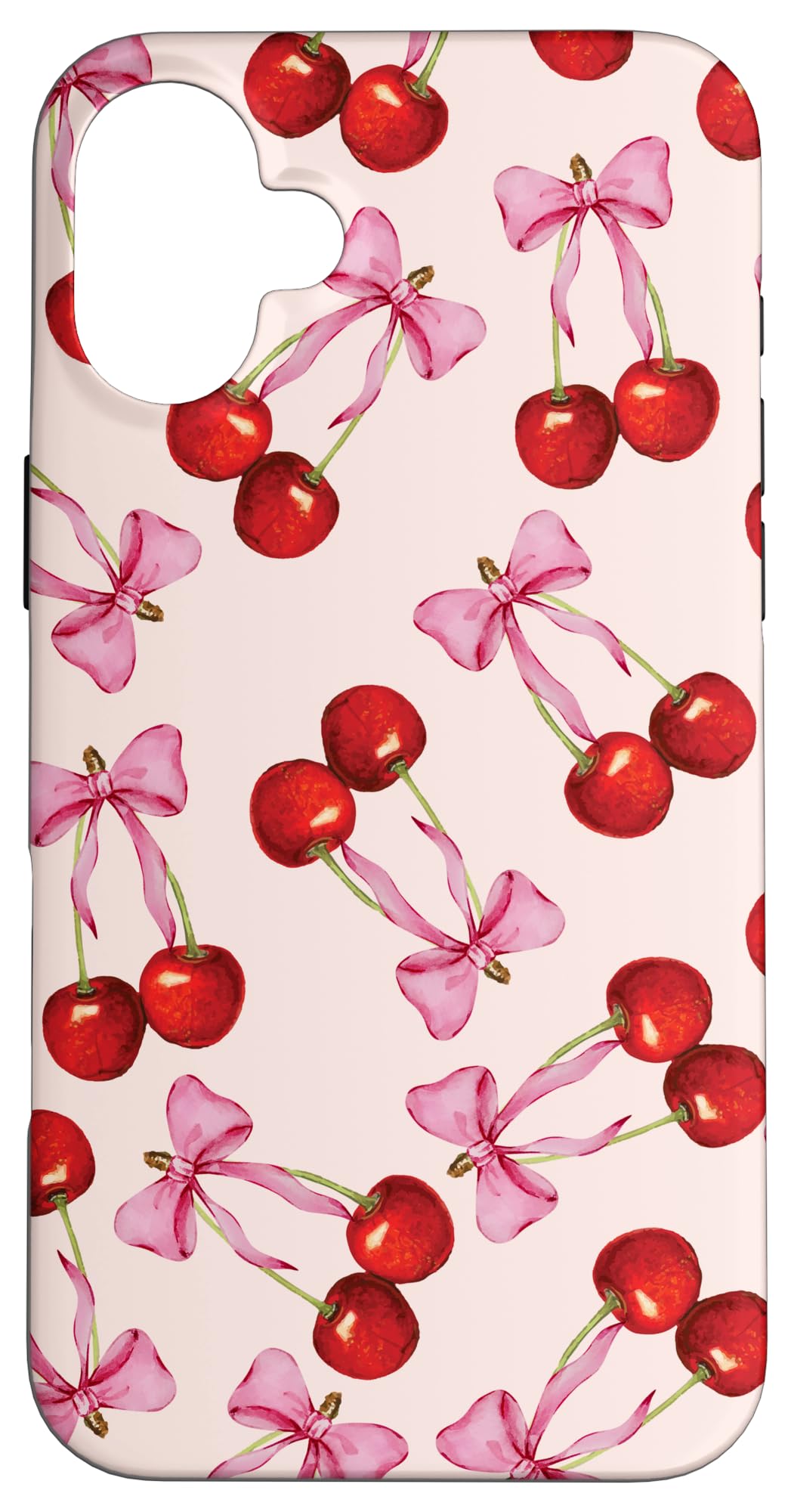 Cherry Pink Bow Coquette Cute Soft Girl Aesthetic Case for iPhone 16 Plus