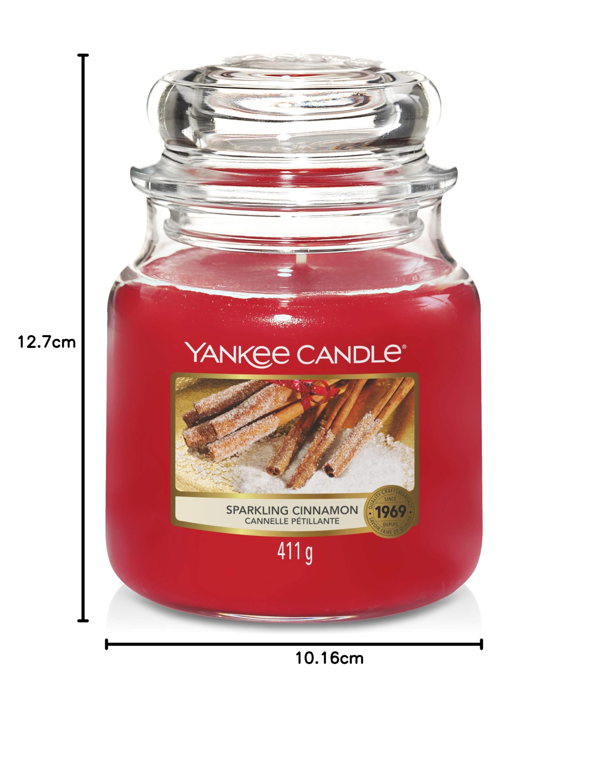 Yankee Candle Candela profumata in giara media | Cannella Vivace | Durata Fino a 75 Ore
