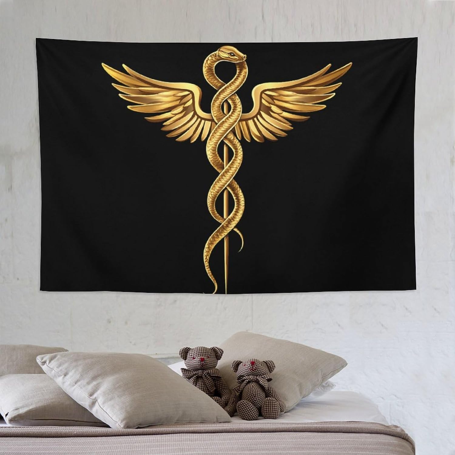Caduceus Symbol Tapestry Wall Art Posters Decor Wall Hanging Tapestries for Bedroom Living Room Dorm