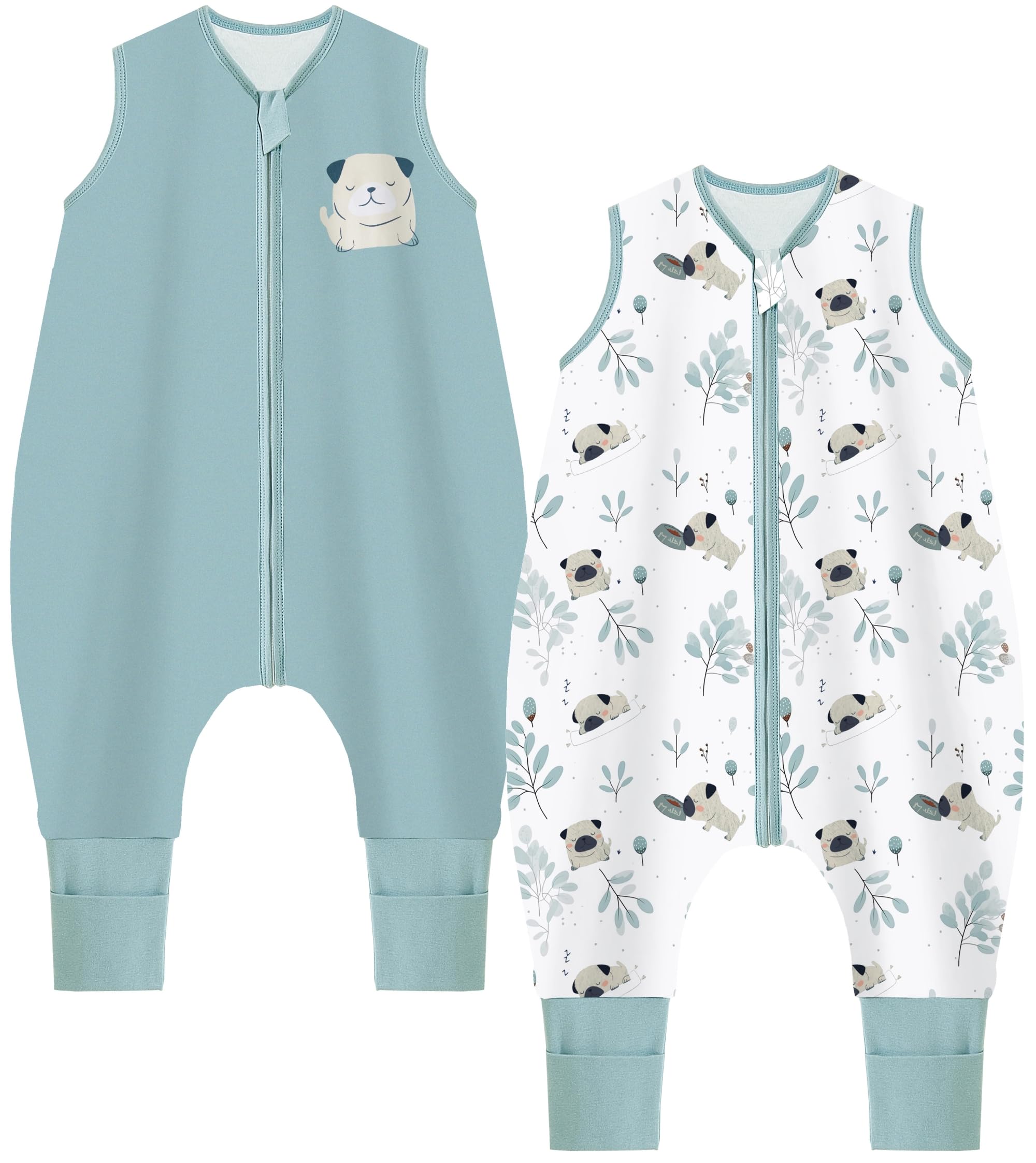Chilsuessy Baby Schlafsack mit Füßen 2er Pack 1 Tog Kinder Sommer Schlafsack mit Beinen 100% Baumwolle Schlafstrampler für Jungen Mädchen