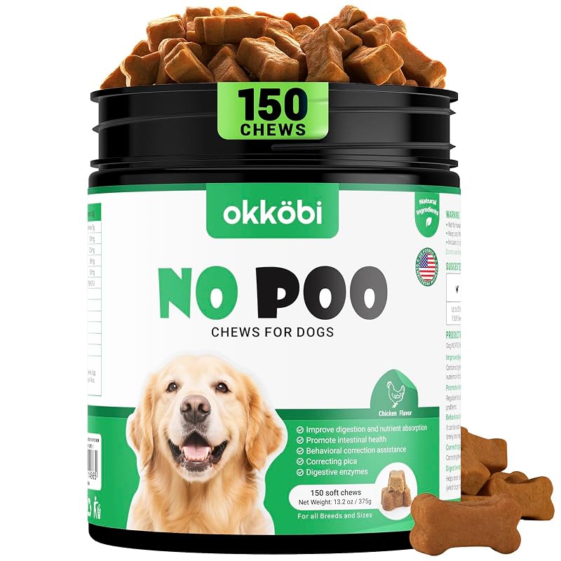 Suplemento mastigável para cães OKKÖBI com enzimas digestivas e probióticos, 150 unidades
